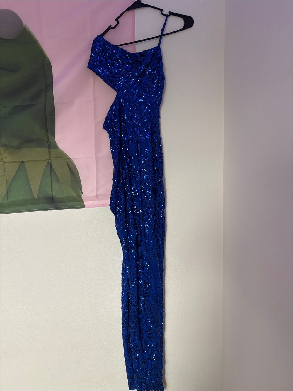 Windsor Royal Blue Sequin One-Shoulder Prom Dress